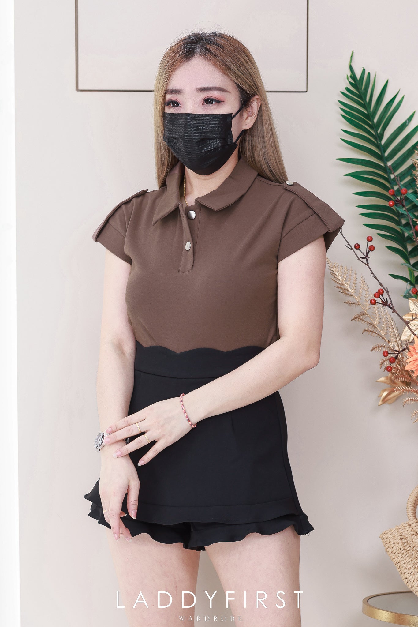 【S24116】【LFW独家小圆饼】高品质前裙后裤荷叶下摆西装高腰百搭裤裙 ❤️❤️ 【Ｄ-R3-C2】