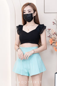 【S3380】【LFW独家小圆饼】高品质阔腿蓬蓬百褶显腰西装高腰百搭短裤，内层包臀防走光里布短裤 ❤️❤️【A-R3-C3】