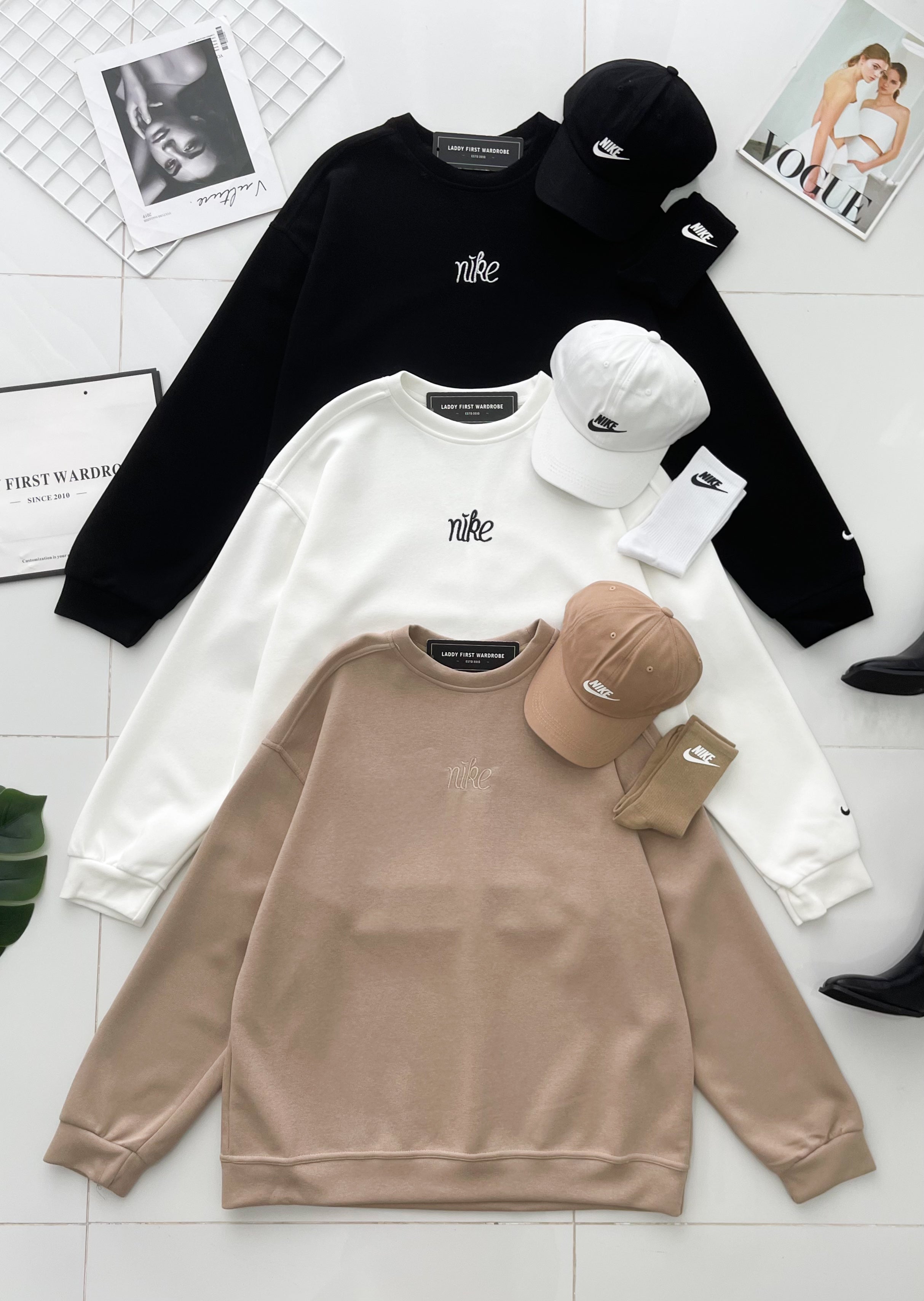 【O80220-1】⚡补货预订款⚡高品质三件套男女同款厚实卫衣棉Oversized 潮流时尚长袖上衣 ❤️❤️ 上衣👕➕帽子🧢➕袜子🧦