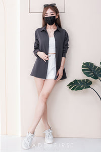 【T80340】＊订单不断＊ 独家爆款高品质韩式宽松版多巴胺色系翻领长袖西装衬衫上衣❤️【A-R1-C5】