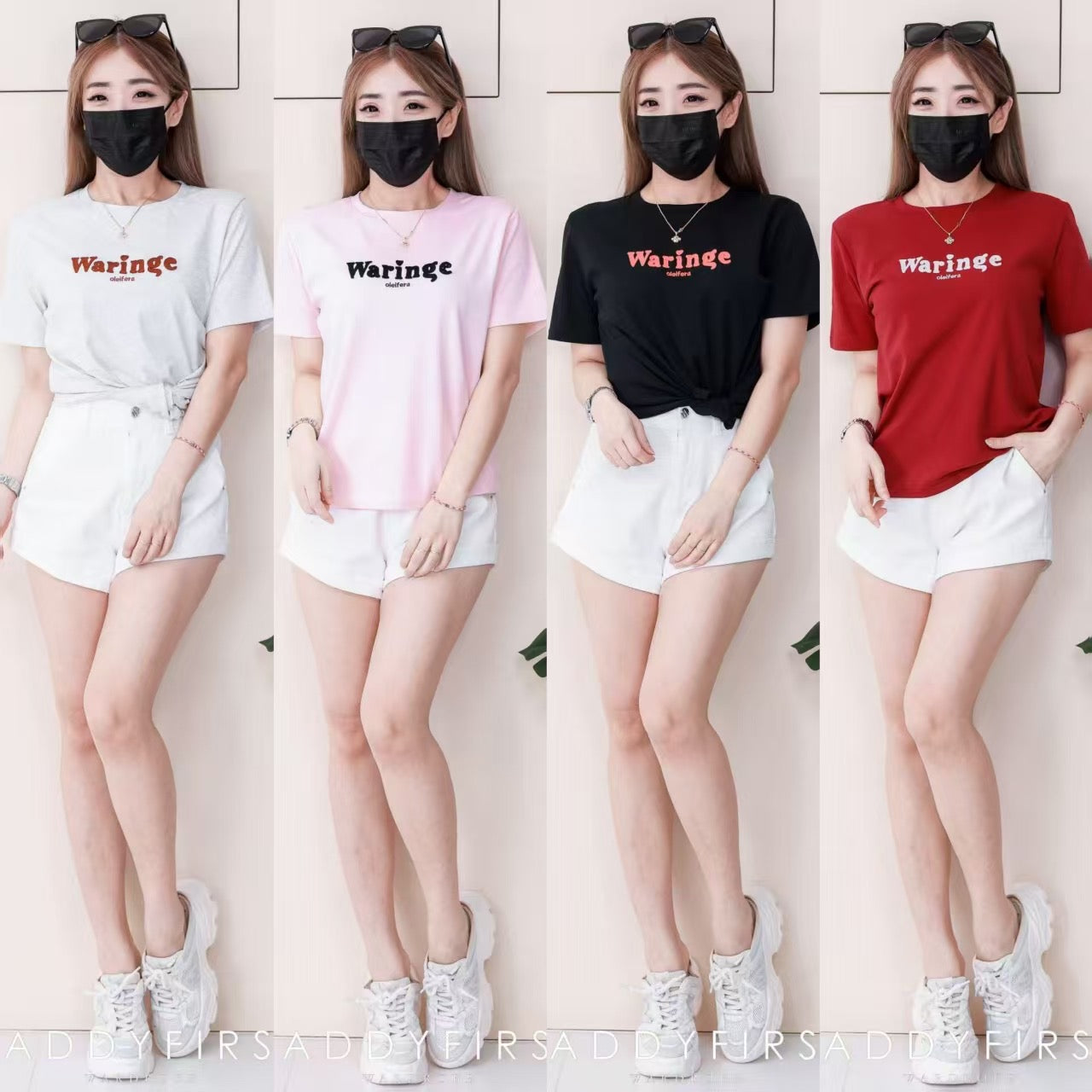 【T8087】🧧 宠粉福利回馈 🧧  高品质纯棉弹力圆领短袖刺绣字母日常简约休闲百搭上衣 ❤❤ 【A-R1-C1】