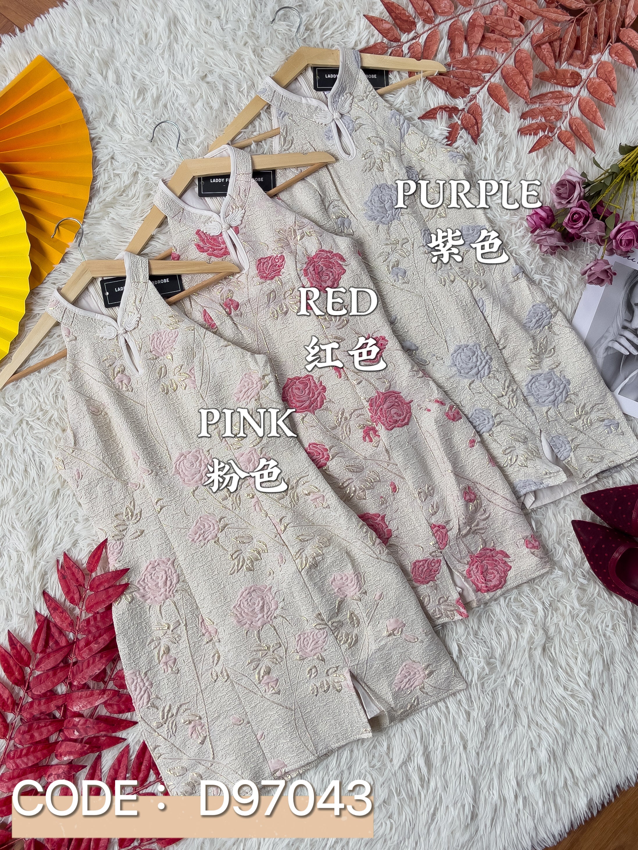 【D97043】CUT IN高档提花连身裙子