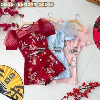 【SS25248】高品质全面网纱绣花亮片拼接西装套装 网纱泡泡袖上衣➕高腰前裙后裤 ❤️❤️ 【B-R1-C2】