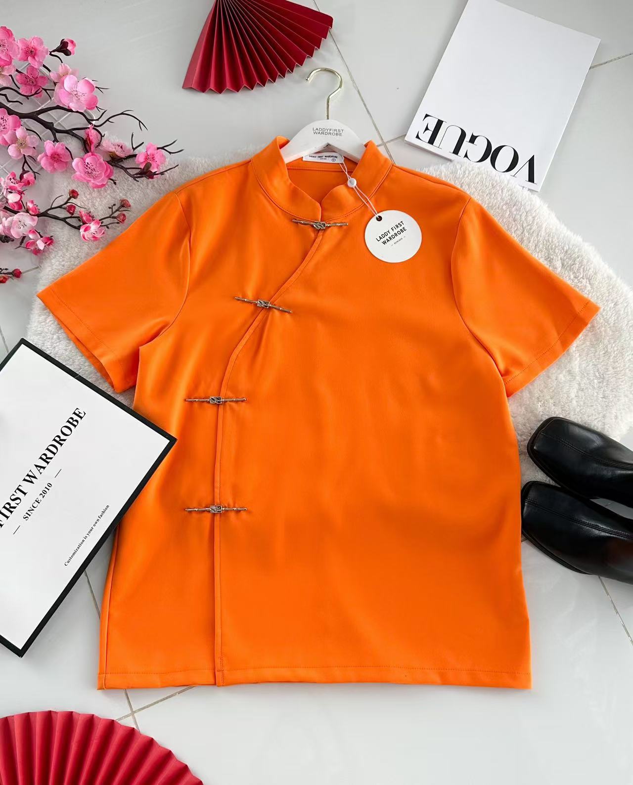 【T3482】【LFW独家小圆饼】高品质男女同款西装短袖金属盘扣唐装旗袍上衣，有口袋 ❤️❤️