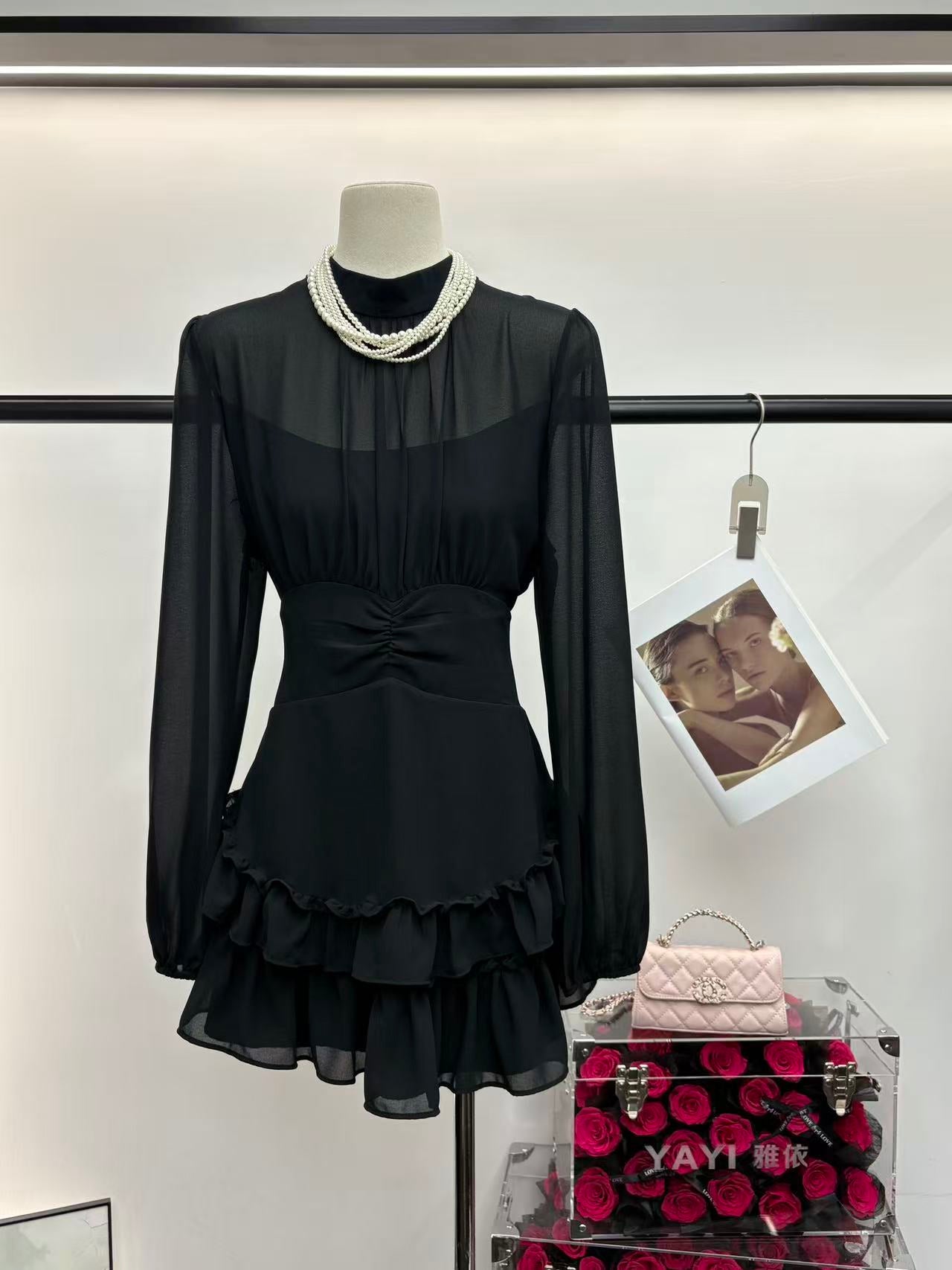 【DG7376】🇨🇳 中国代购 🇨🇳 高品质气质纯欲风雪纺连身裙子 , 内有里布 ❤️【3713】