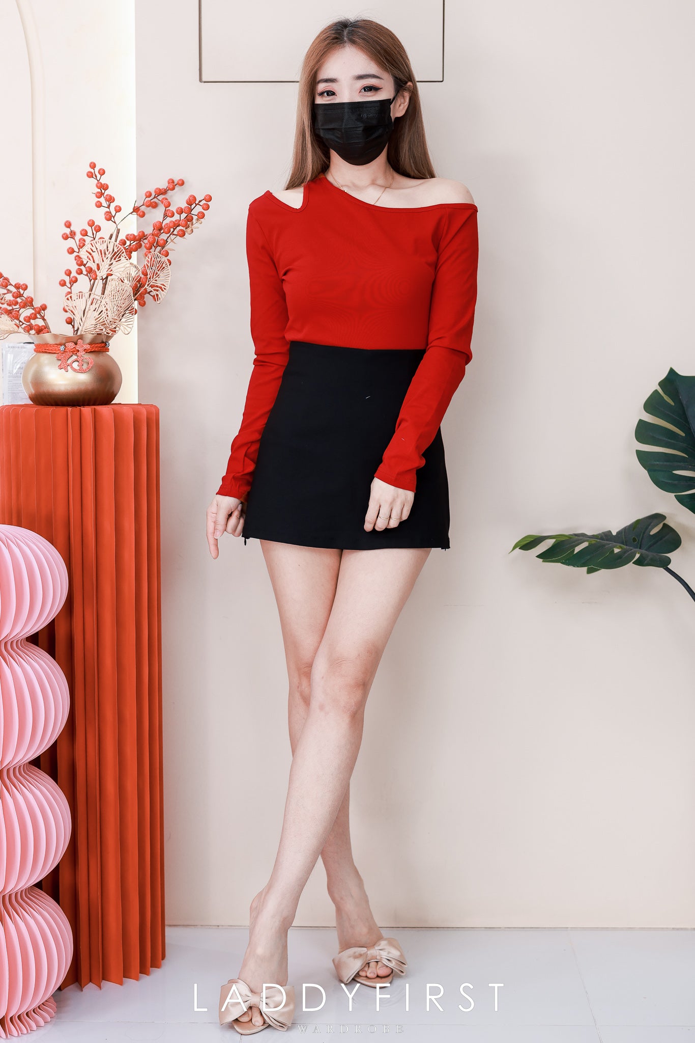 【T98879】高品质纯棉弹力斜肩长袖百搭上衣 ❤️❤️