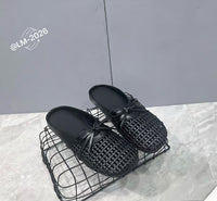 【R58332】✨现货✨高品质PU渔网蝴蝶结凉鞋 ❤️