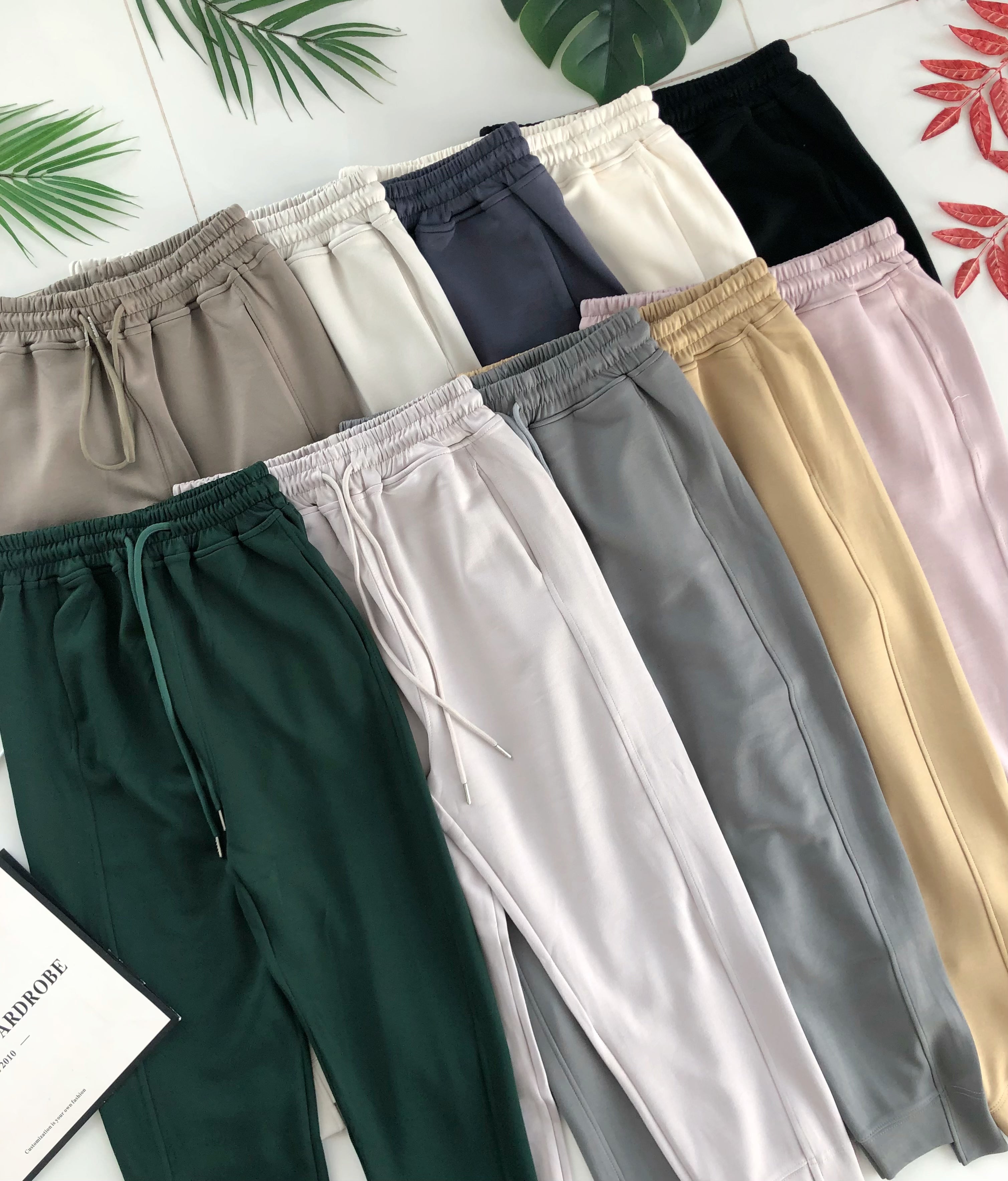 【L103-1】⚡️补货预定款⚡️高品质松紧腰弹力厚实罗马高腰休闲百搭运动长裤，有口袋 ❤❤