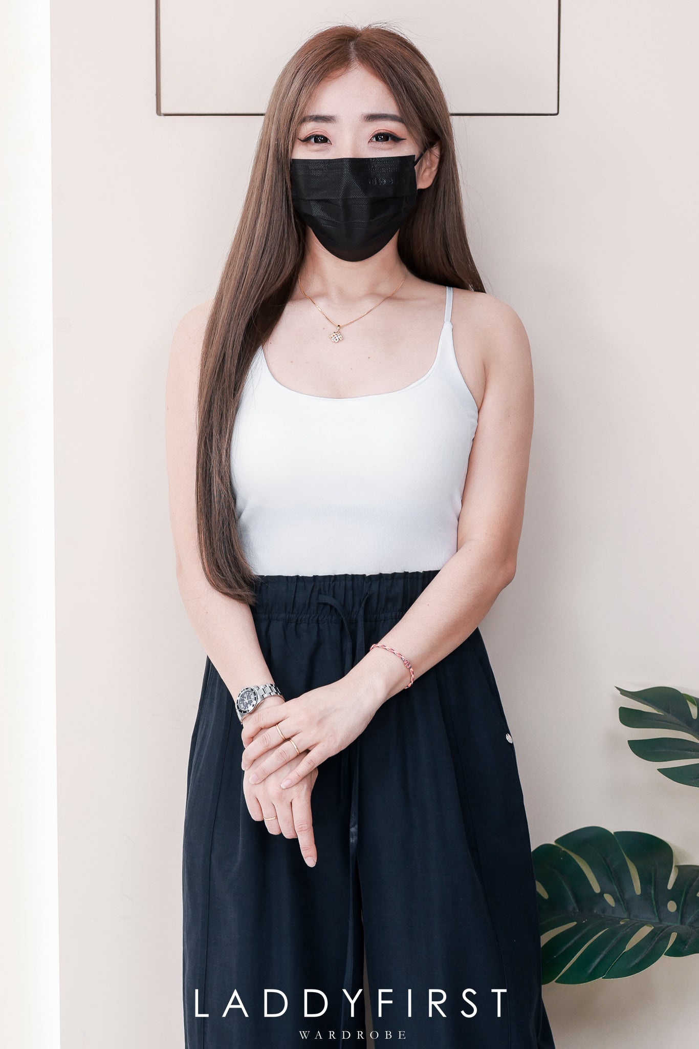 【L25162】高品质抽绳松紧腰弹力西装高腰直筒百搭长裤，有口袋 ❤️❤️【A-R1-C5】
