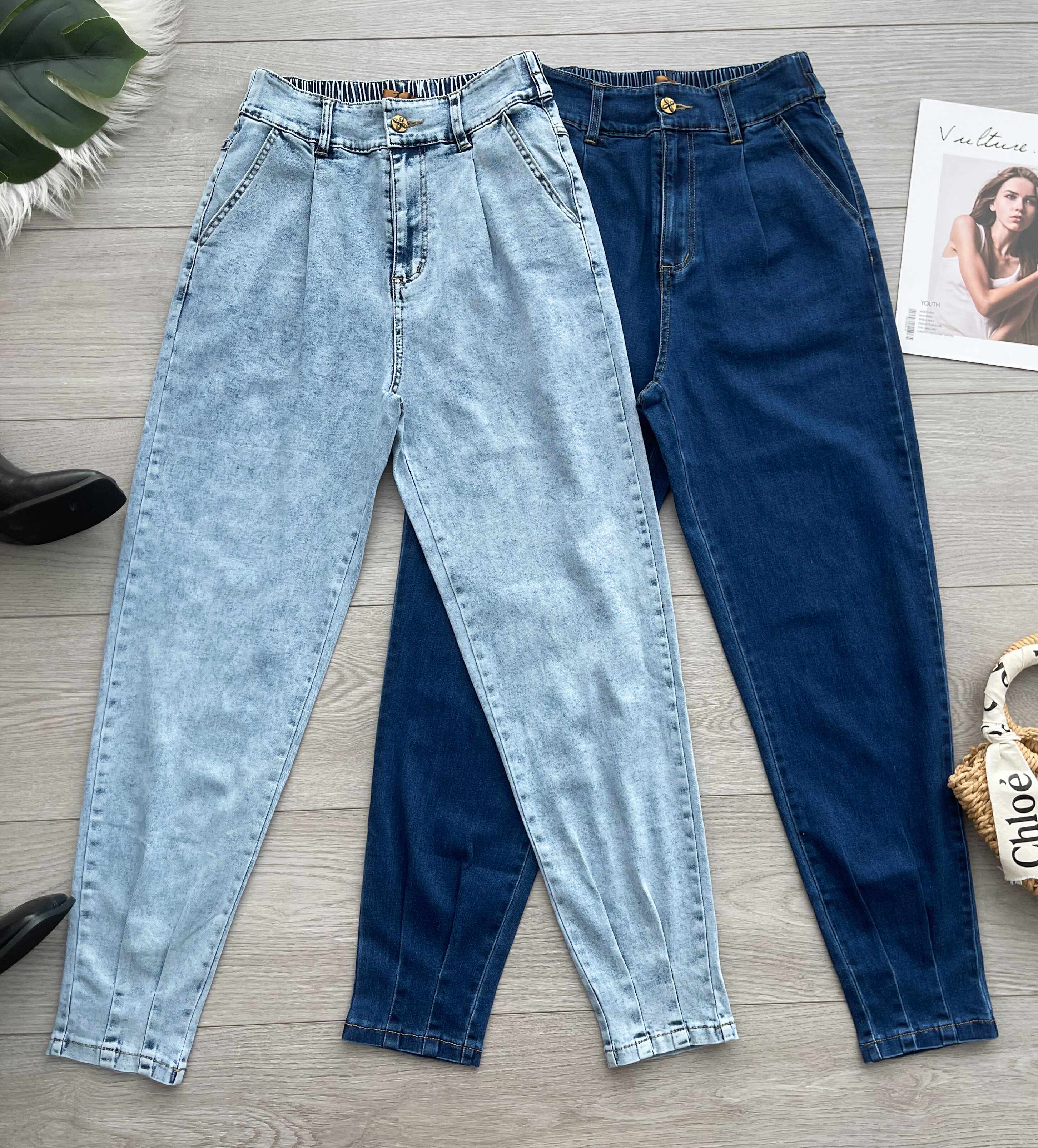 【L121515】＊推荐款版型＊高品质后腰松紧弹力气质牛仔COTTON JEANS老爹九分长裤❤️❤️