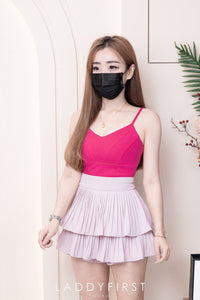 【S68135】【LFW独家小圆饼】【直播间搭配】双层蛋糕百褶荷叶边高腰显瘦西装裙子，内层防走光短裤 ❤️❤️ 【C-R3-C5】