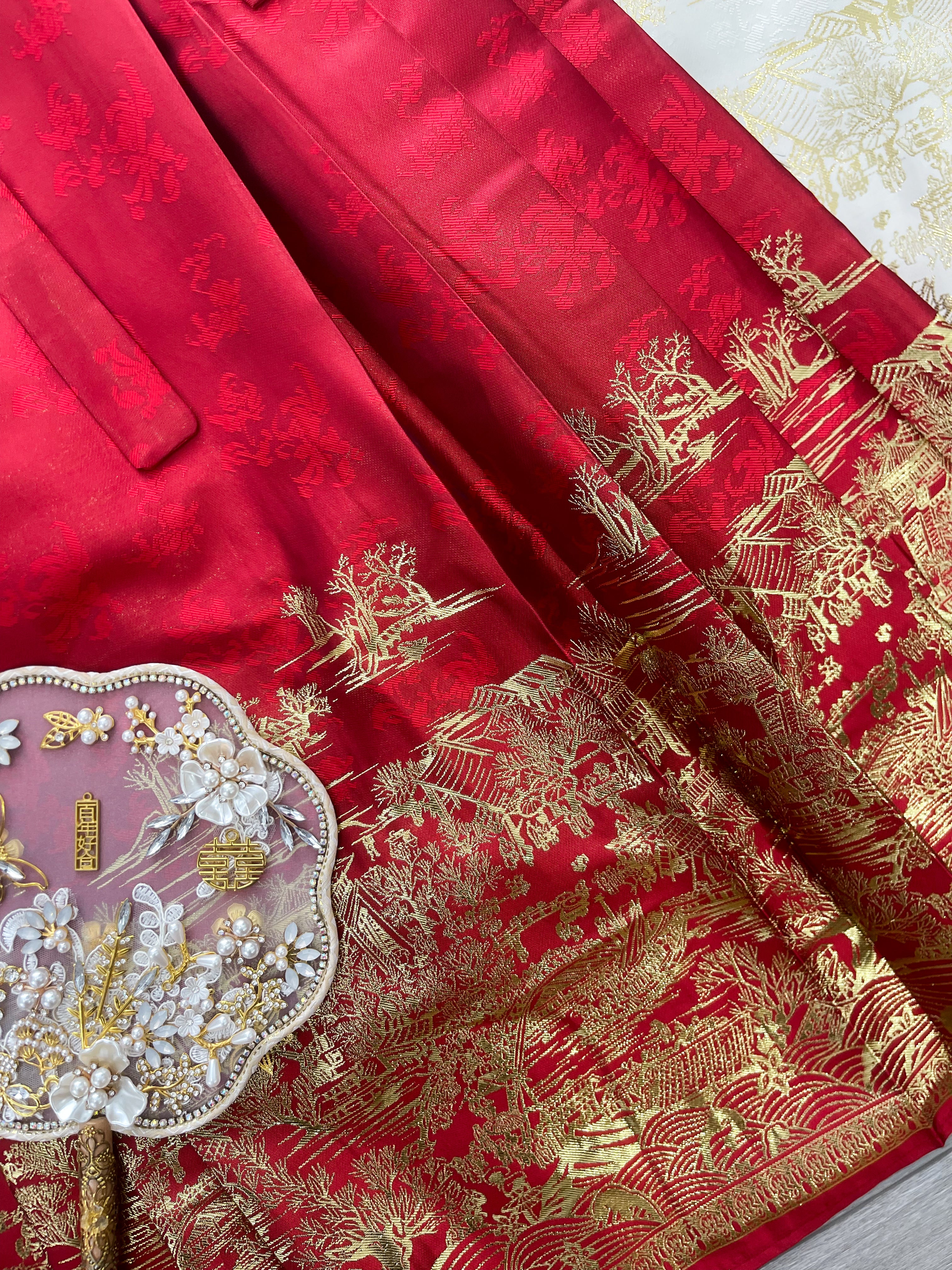 【L2650】高品质新中式国风织金沙腰间自编蝴蝶结设计百褶马面长裙 ❤️❤️