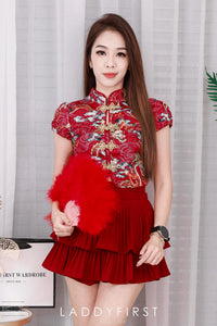 【S68135】【LFW独家小圆饼】【直播间搭配】双层蛋糕百褶荷叶边高腰显瘦西装裙子，内层防走光短裤 ❤️❤️ 【C-R3-C5】