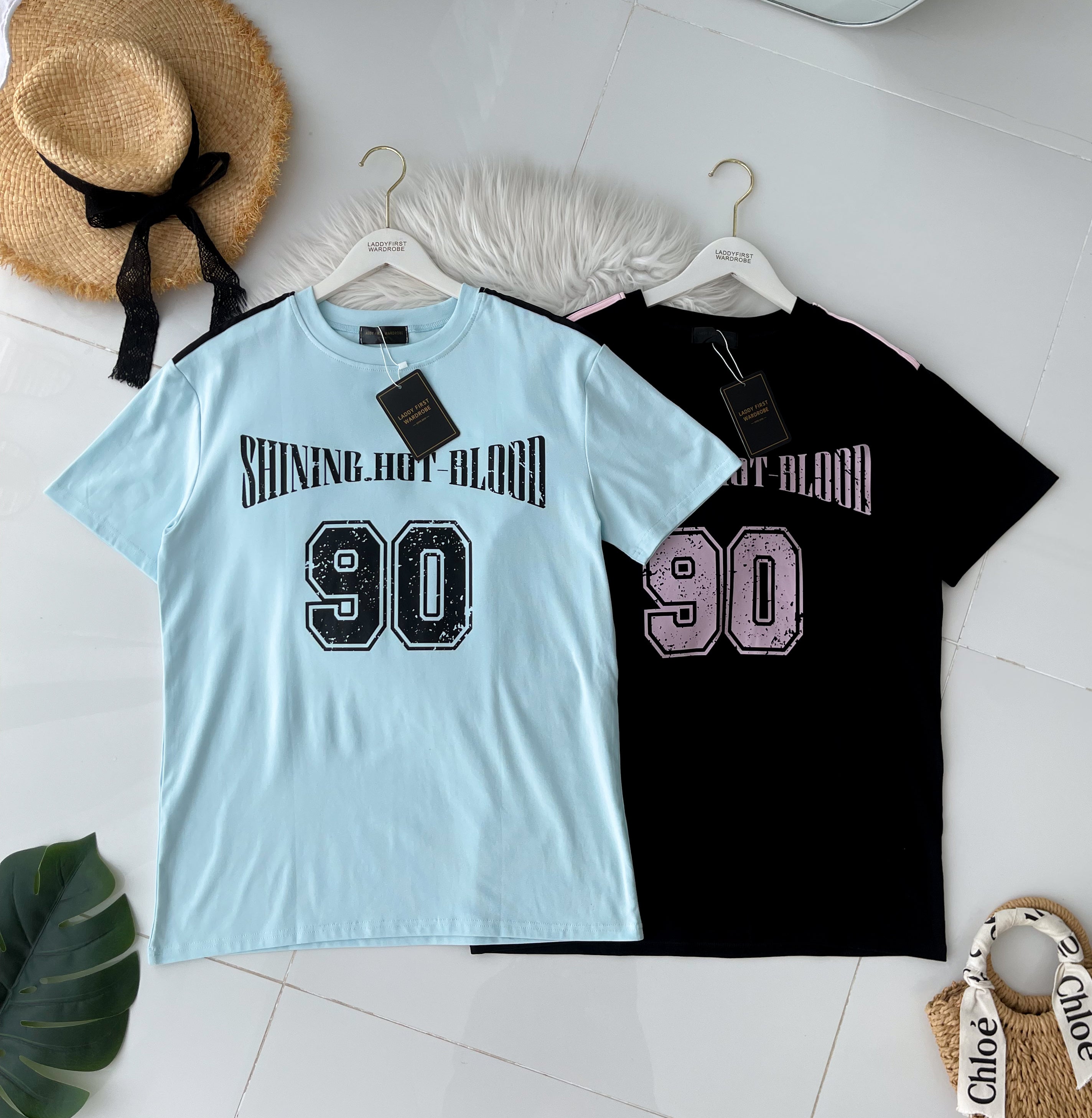 【T14262 / 9063 】高品质圆领90字母拉线设计OVERSIZED 上衣 ❤❤