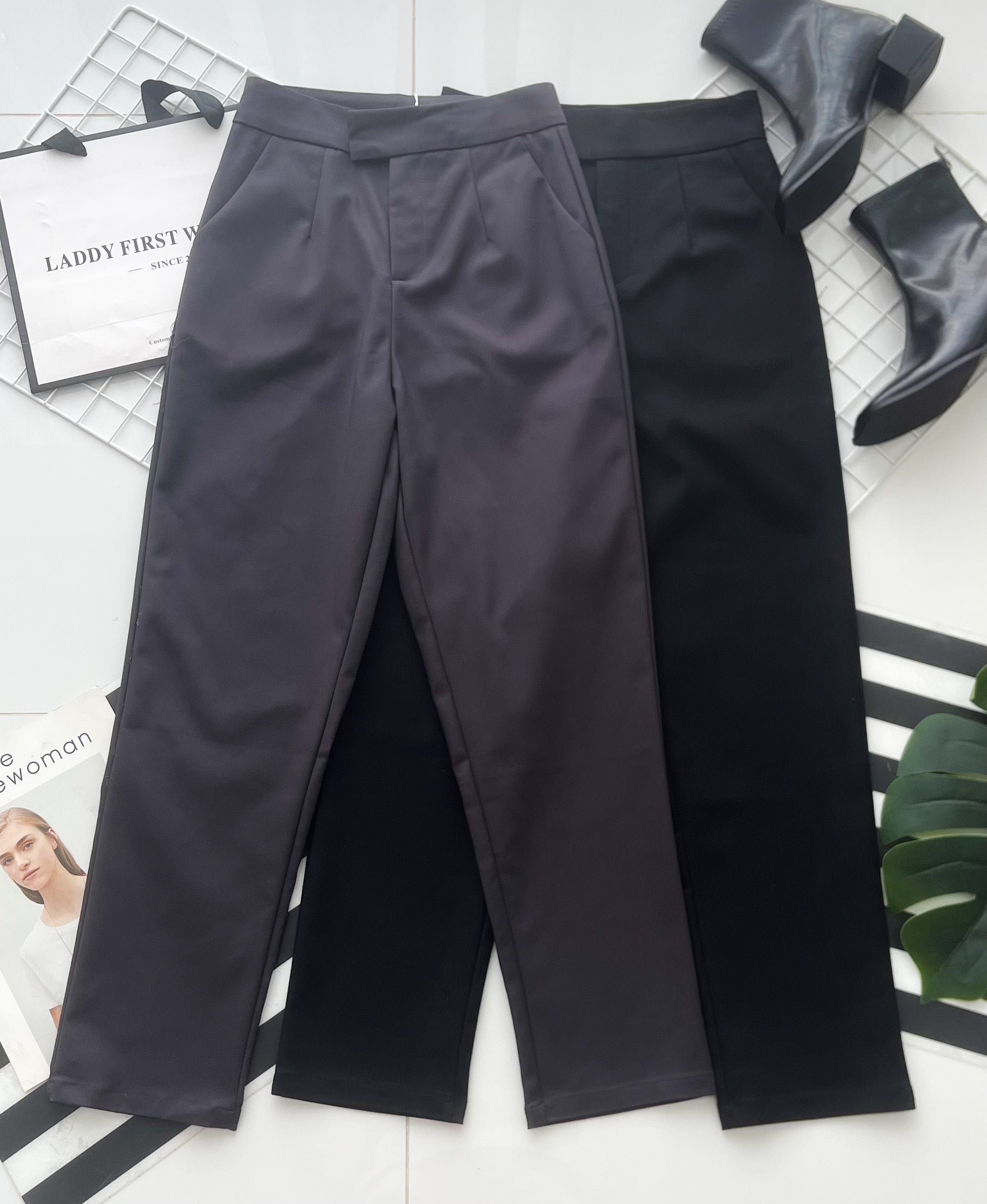 【L80390】高品质OL西装高腰九分长裤，有口袋 ❤️❤️