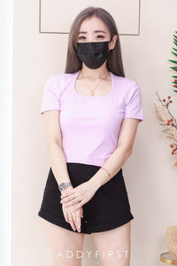 【T82309】高品质U领短袖纯棉SEPTEMBER弹力休闲百搭上衣 ❤️❤️ 【A-R1-C5】