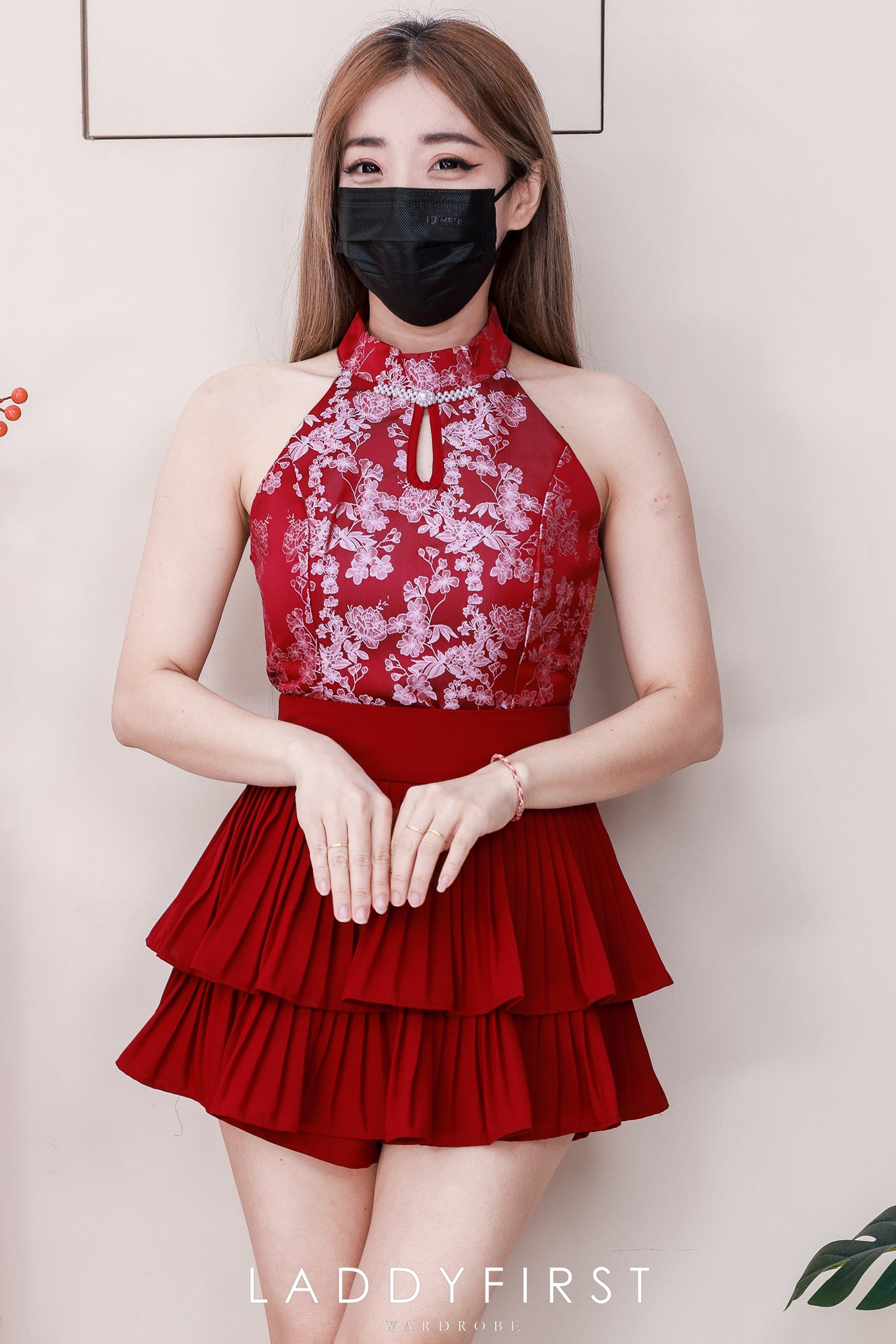 【S68135】【LFW独家小圆饼】【直播间搭配】双层蛋糕百褶荷叶边高腰显瘦西装裙子，内层防走光短裤 ❤️❤️