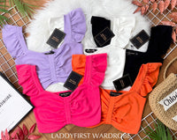 【T3373】独家爆款无袖荷叶边皱褶设计纯棉百搭时装上衣 ❤❤ 【C-R3-C4】