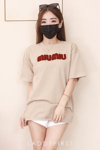 【O7538】高品质毛巾绣字母MIUMIU领短袖 Oversized 休闲上衣❤️❤️【A-RU2】