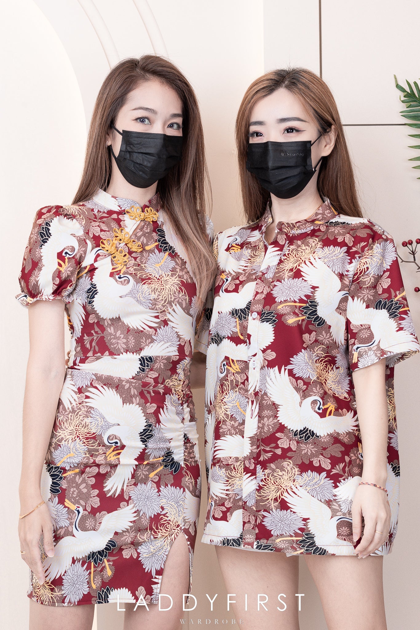 【D3313】独家爆款国潮仙鹤高端唐装旗袍连身裙子【B-R3-C2】