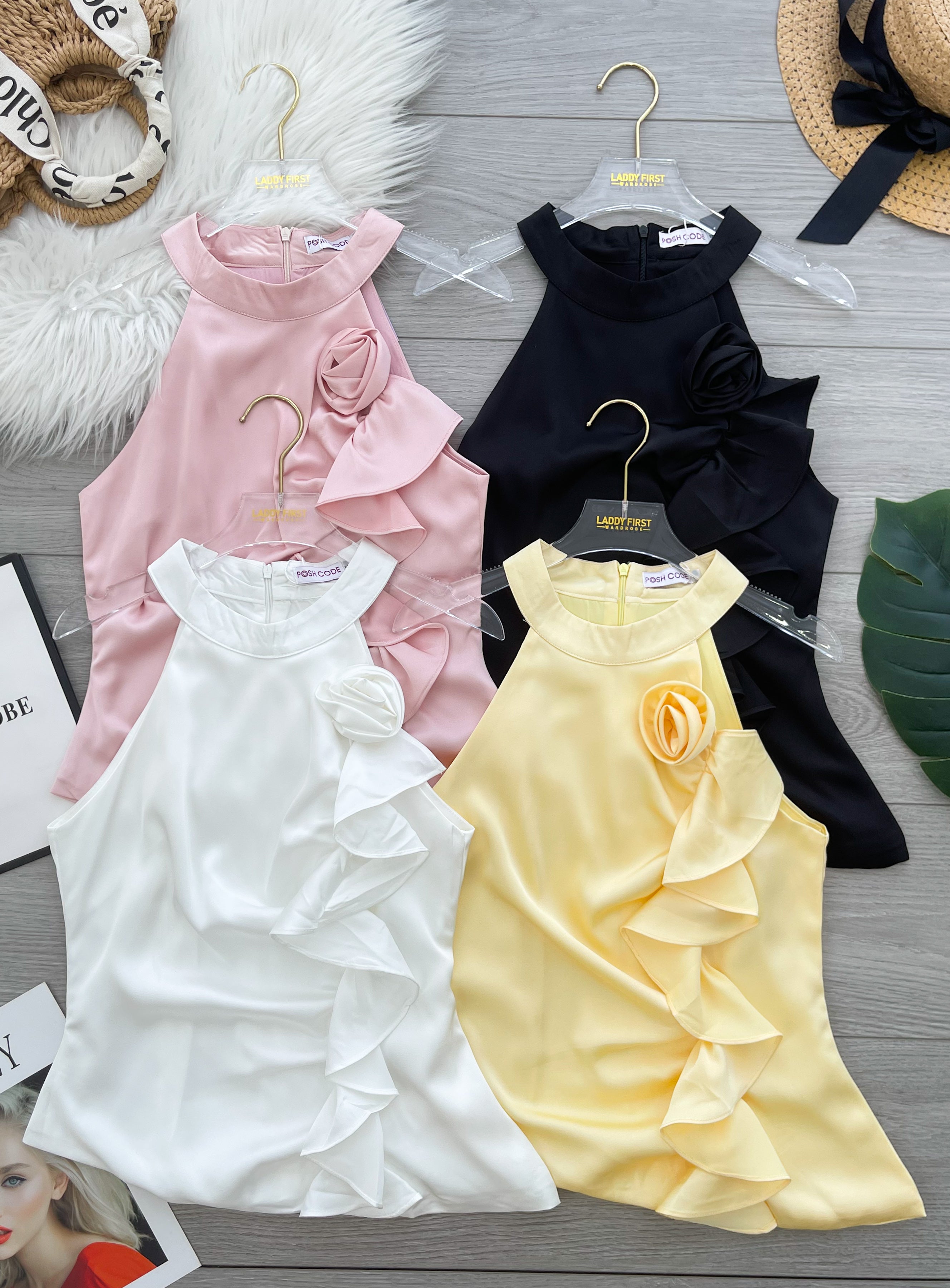 【T14232 / 37426】高品质法式鲜艳甜美立体花设计上衣 ❤️❤️