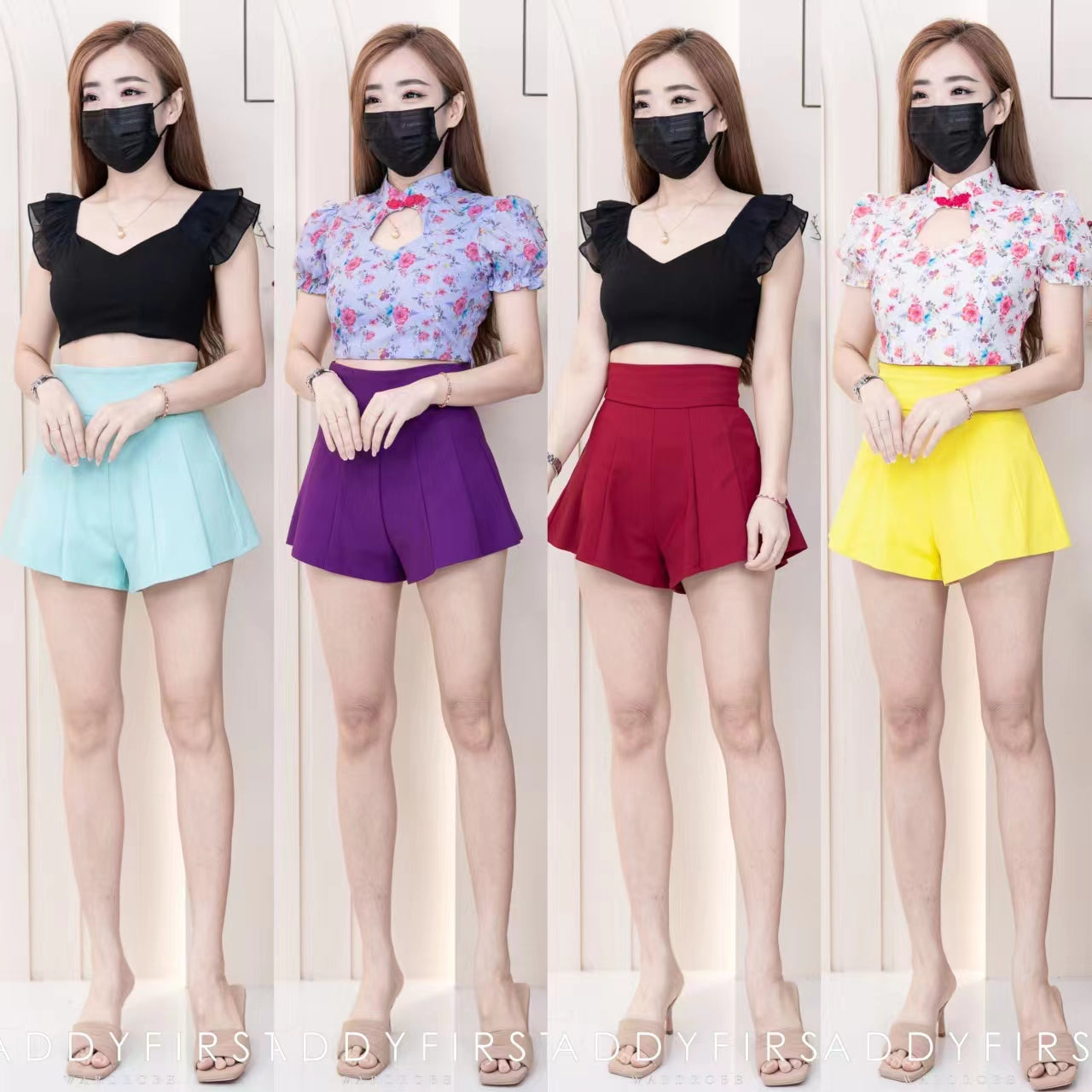 【S3380】【LFW独家小圆饼】高品质阔腿蓬蓬百褶显腰西装高腰百搭短裤，内层包臀防走光里布短裤 ❤️❤️【A-R3-C3】