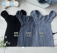 【D7113】高品质COTTON JEANS极简简约雪花牛仔连身裙子 ❤❤【B-R1-C5】