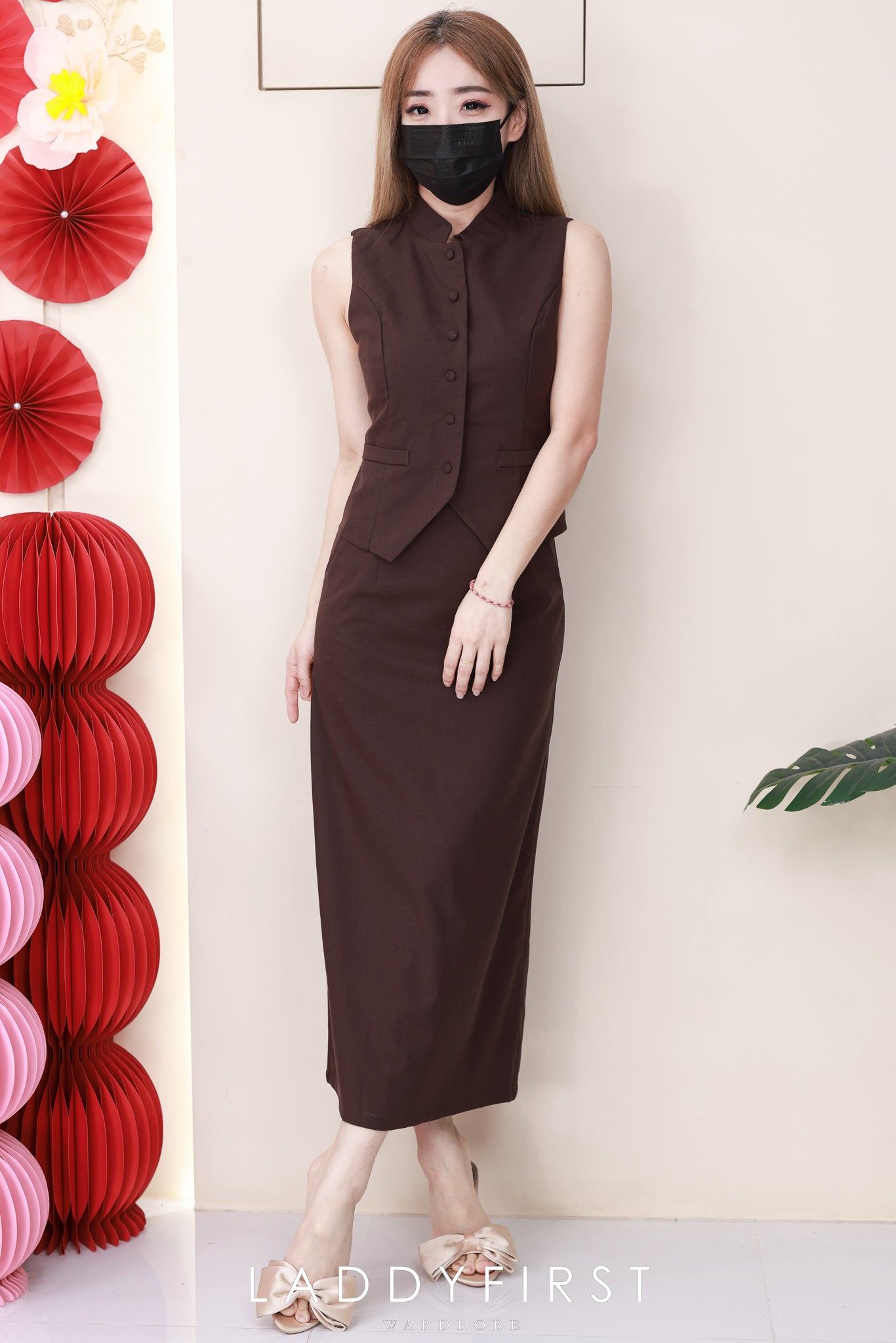 【SS82826】高品质两件式新中式棉麻套装 立领新中式马甲上衣➕棉麻高腰百搭裙子 ❤️❤️