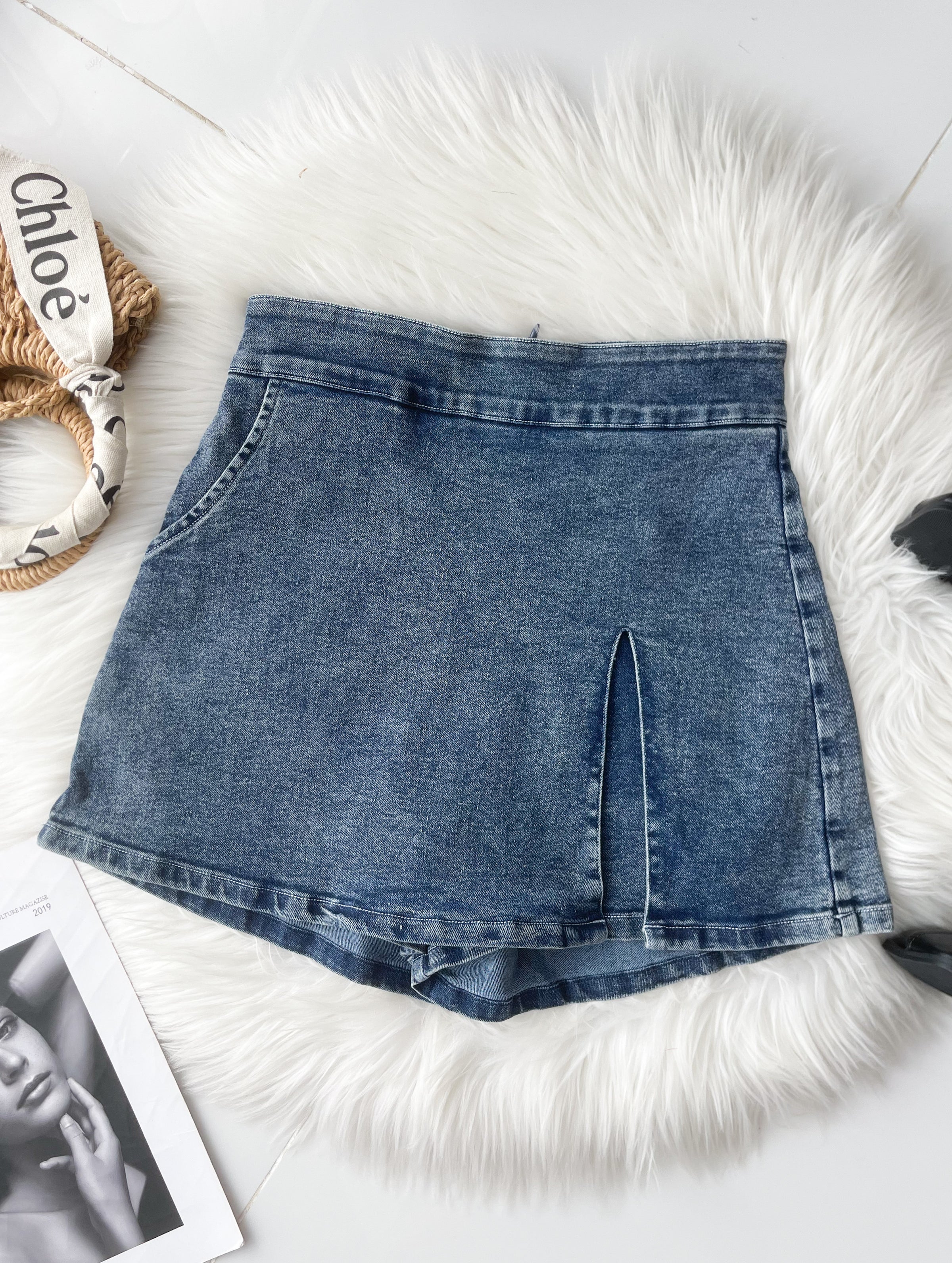【S6891】高品质COTTON JEANS简约时尚厚实牛仔高腰百搭裤裙，有口袋 ❤️❤️【A-R2-C6】