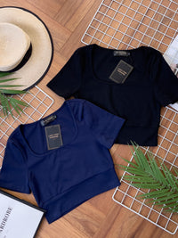 【T3338】独家爆款 ‼️方领短袖纯棉弹力百搭必备上衣【A-R1-C3】