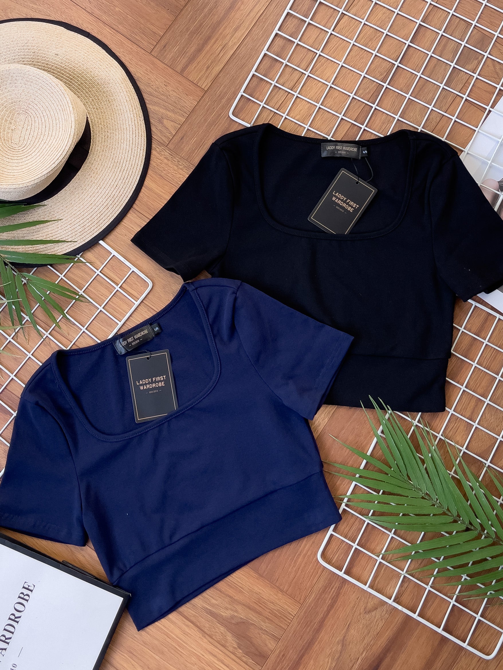 【T3338】独家爆款 ‼️方领短袖纯棉弹力百搭必备上衣【A-R1-C3】