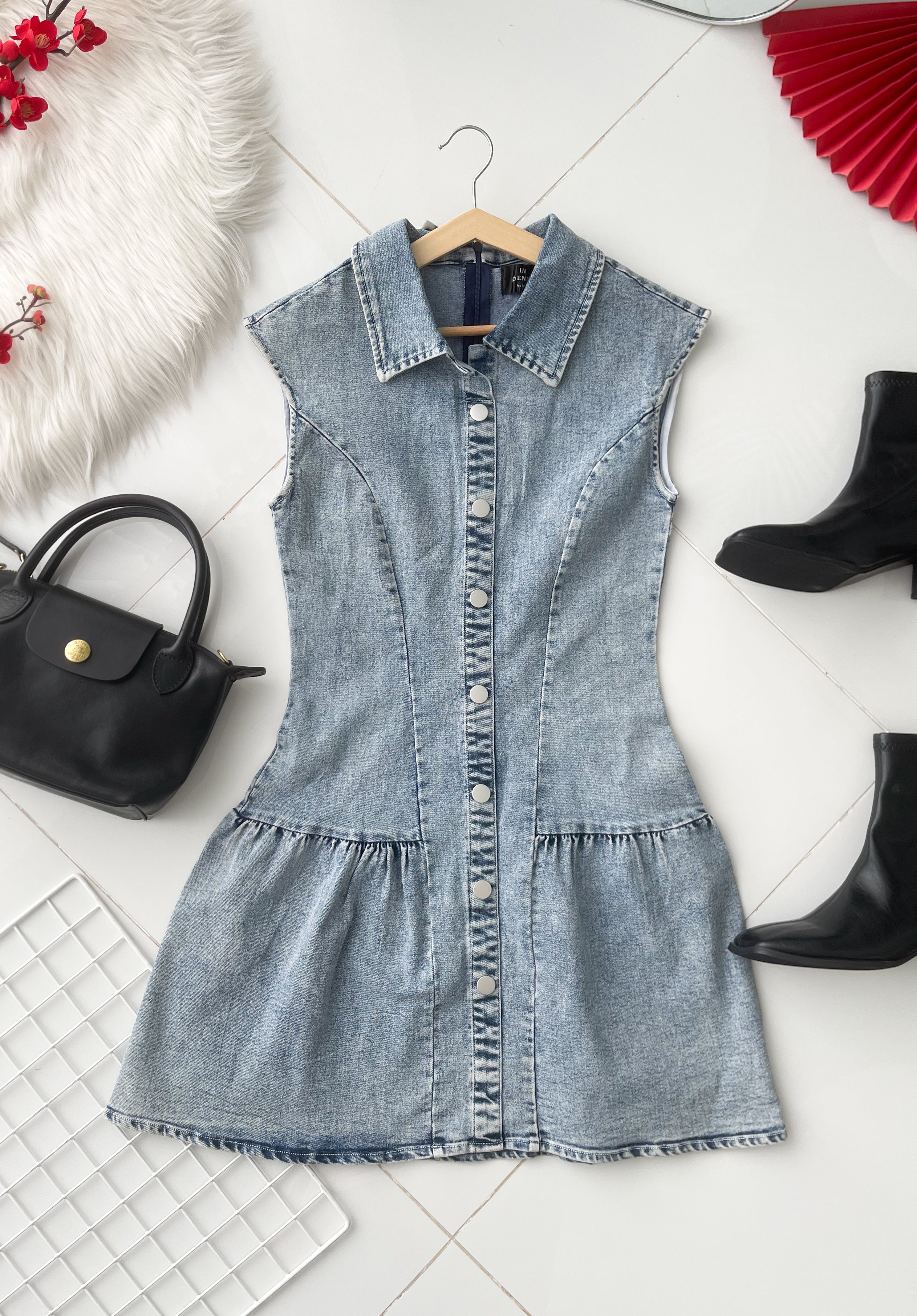 【D6755】高品质欧美时尚宽松版慵懒风牛仔连身裙子 ❤❤【A-R1-C6】