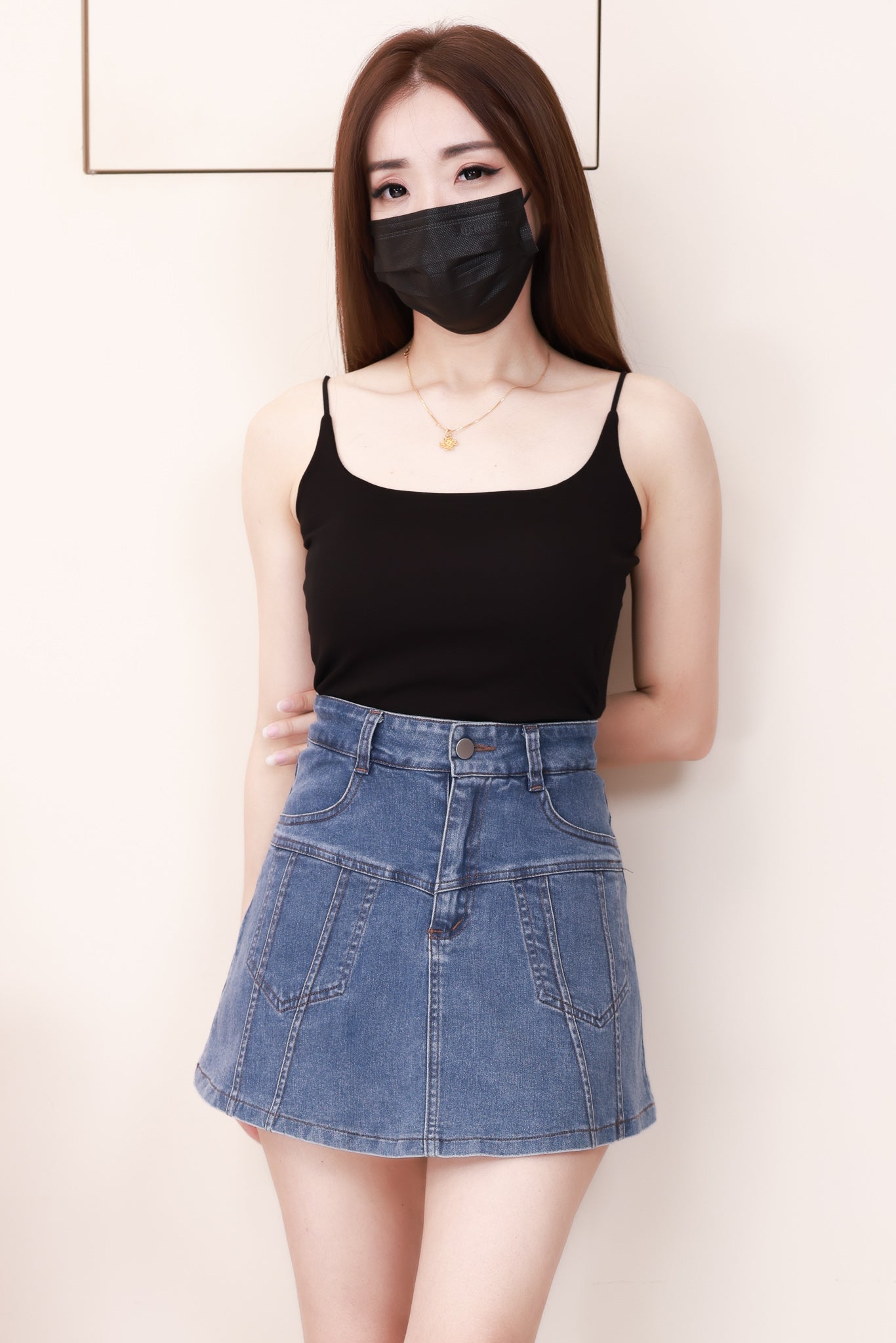 【S3524】独家爆款高品质牛仔COTTON JEANS简约显瘦显腿长百搭牛仔高腰裤裙，有口袋 ❤️❤️【B-R3-C1】