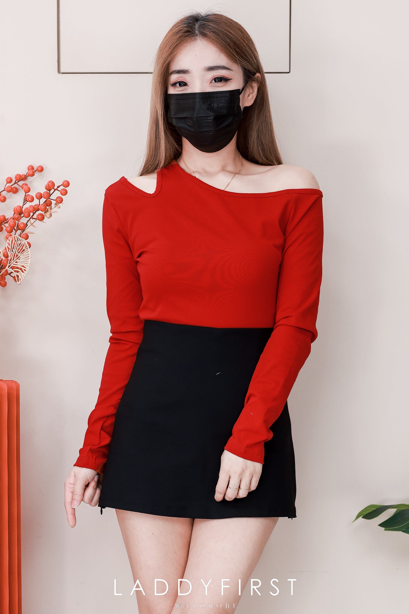 【T98879】高品质纯棉弹力斜肩长袖百搭上衣 ❤️❤️