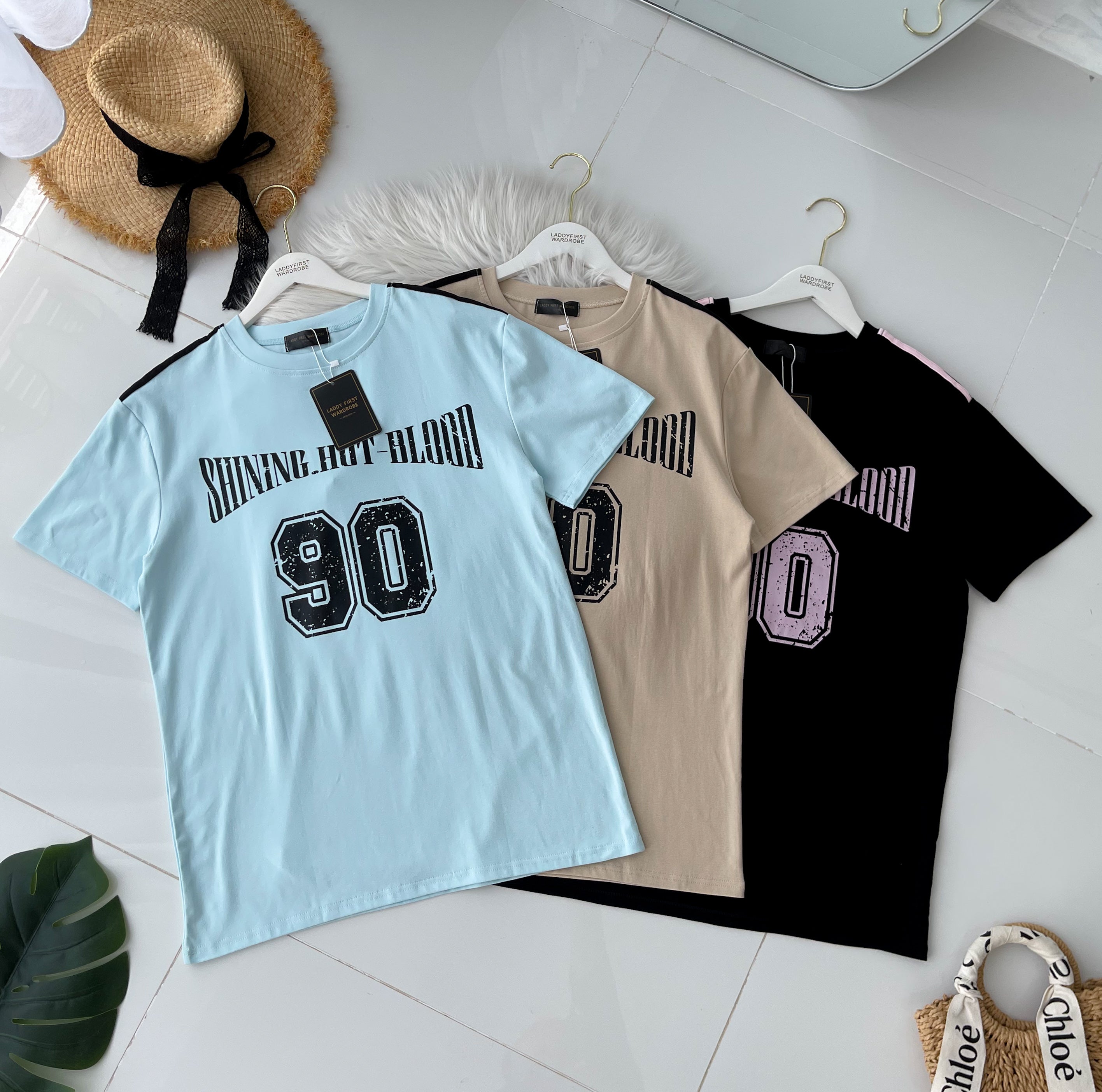 【T14262 / 9063 】高品质圆领90字母拉线设计OVERSIZED 上衣 ❤❤