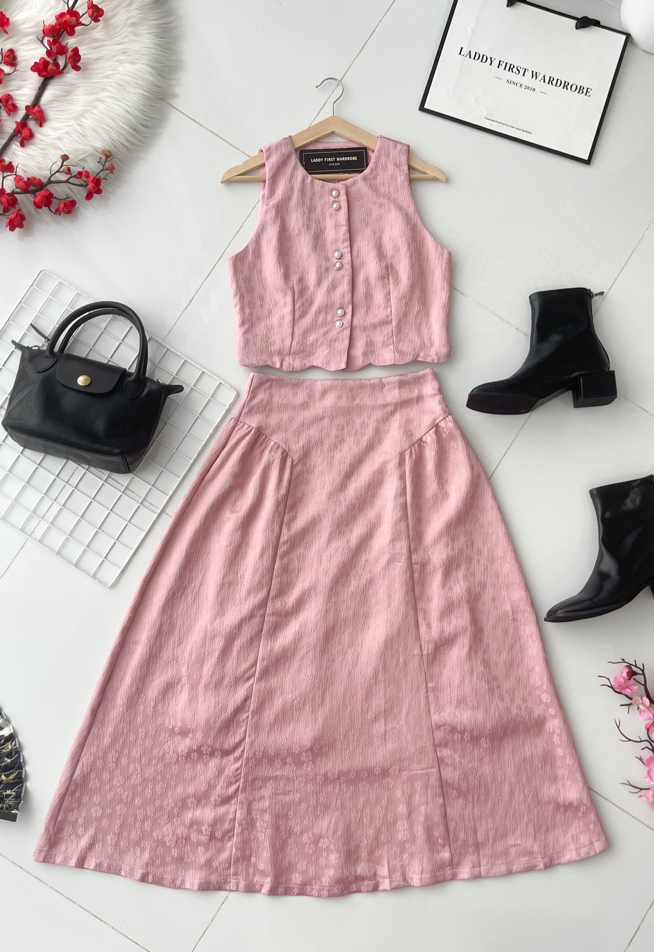 【SS98802】高品质两件式国风新中式旗袍套装 无袖上衣➕高腰长裙 ❤️❤️