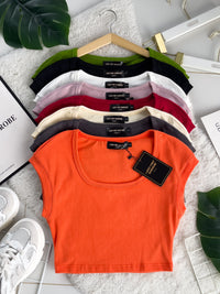 【T3475】LFW独家爆款高品质大U领纯棉弹力简约百搭出袖上衣 ❤❤ 【B-R2-C2】