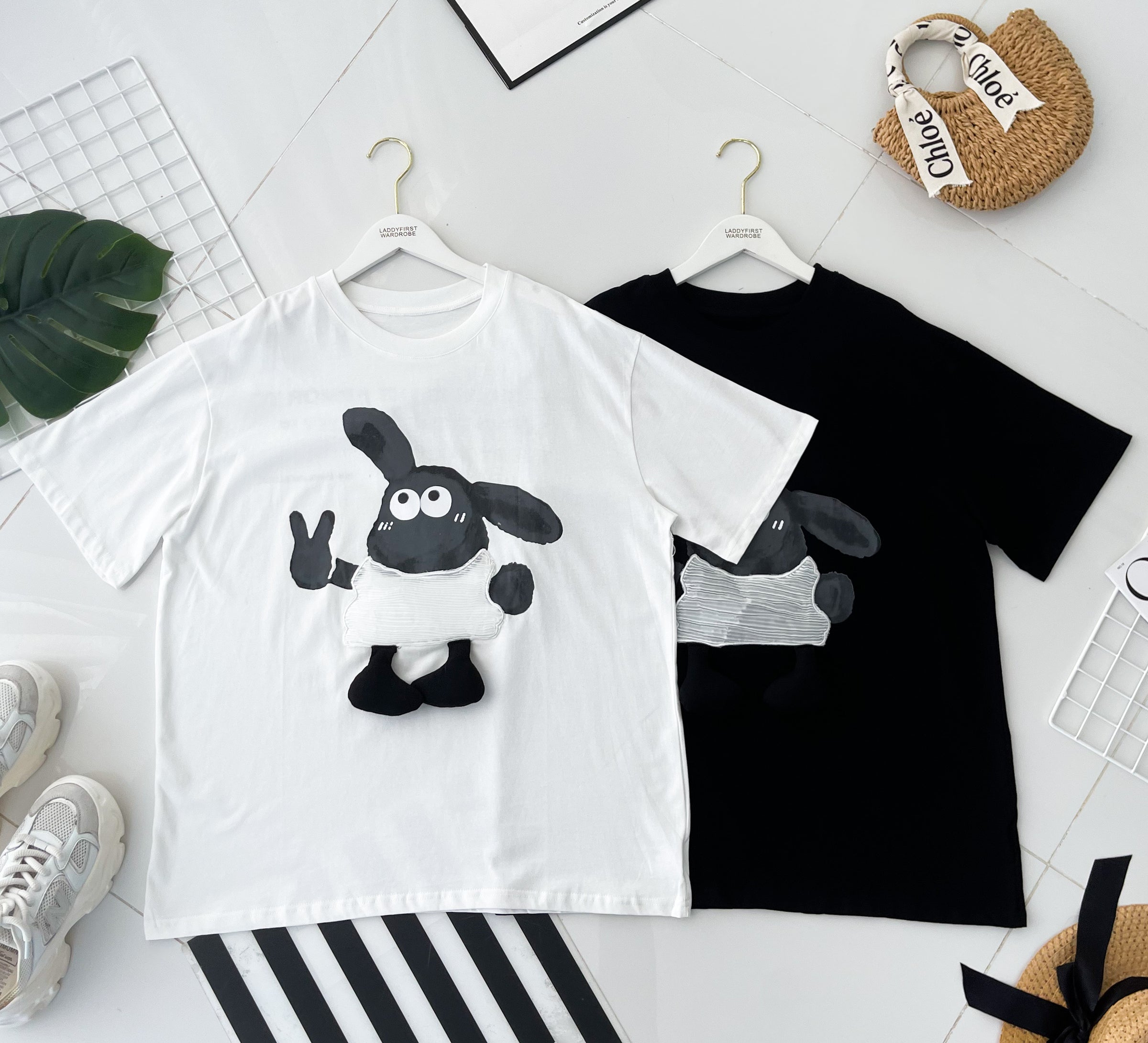 【O3020】高品质立体卡通小羊🐑纯棉Oversized 上衣 ❤️❤️【A-RU3】
