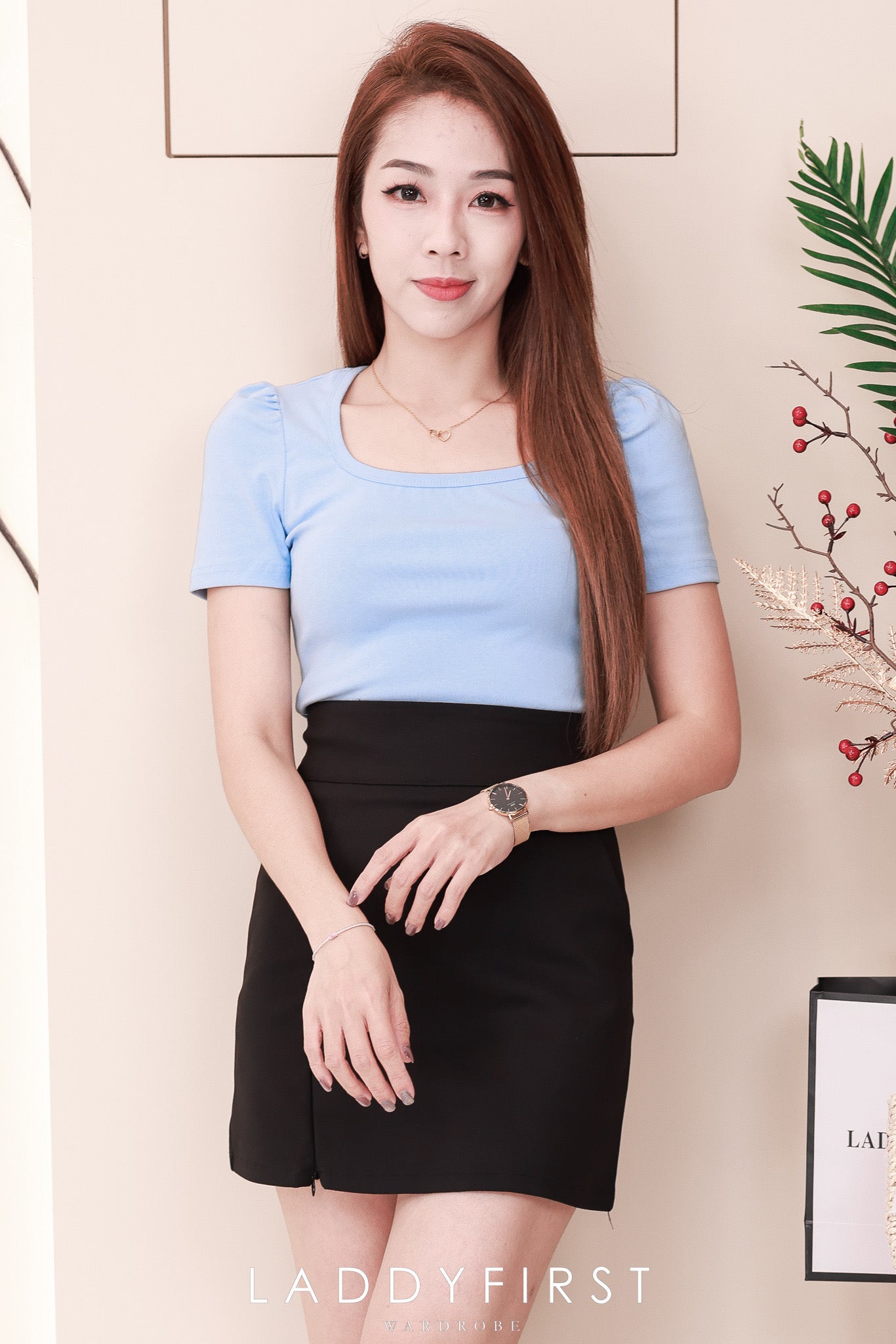 【T3329】独家爆款方领短袖纯棉弹力简约休闲百搭上衣 ❤️❤️ 【A-R3-C2】