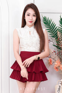 【S68135】【LFW独家小圆饼】【直播间搭配】双层蛋糕百褶荷叶边高腰显瘦西装裙子，内层防走光短裤 ❤️❤️ 【C-R3-C5】