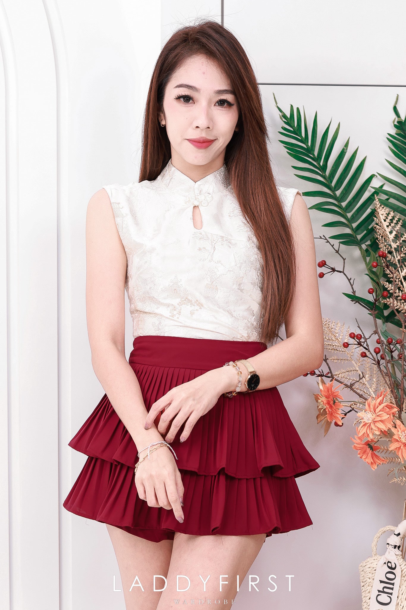 【S68135】【LFW独家小圆饼】【直播间搭配】双层蛋糕百褶荷叶边高腰显瘦西装裙子，内层防走光短裤 ❤️❤️ 【C-R3-C5】