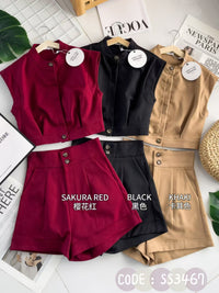 【SS3467】【LFW独家小圆饼】高品质两件式韩式轻熟气质简约西装套装 立领出袖西装上衣/外套➕西装高腰百搭短裤，有口袋 ❤️❤️ 【B-R2-C6】