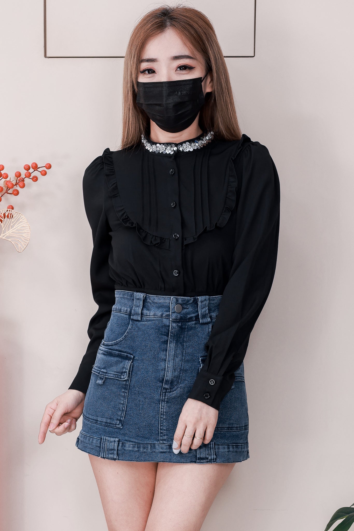 【S5363】高品质御姐风收腰显瘦厚实牛仔前裙后裤高腰百搭裤裙，有口袋 ❤️❤️