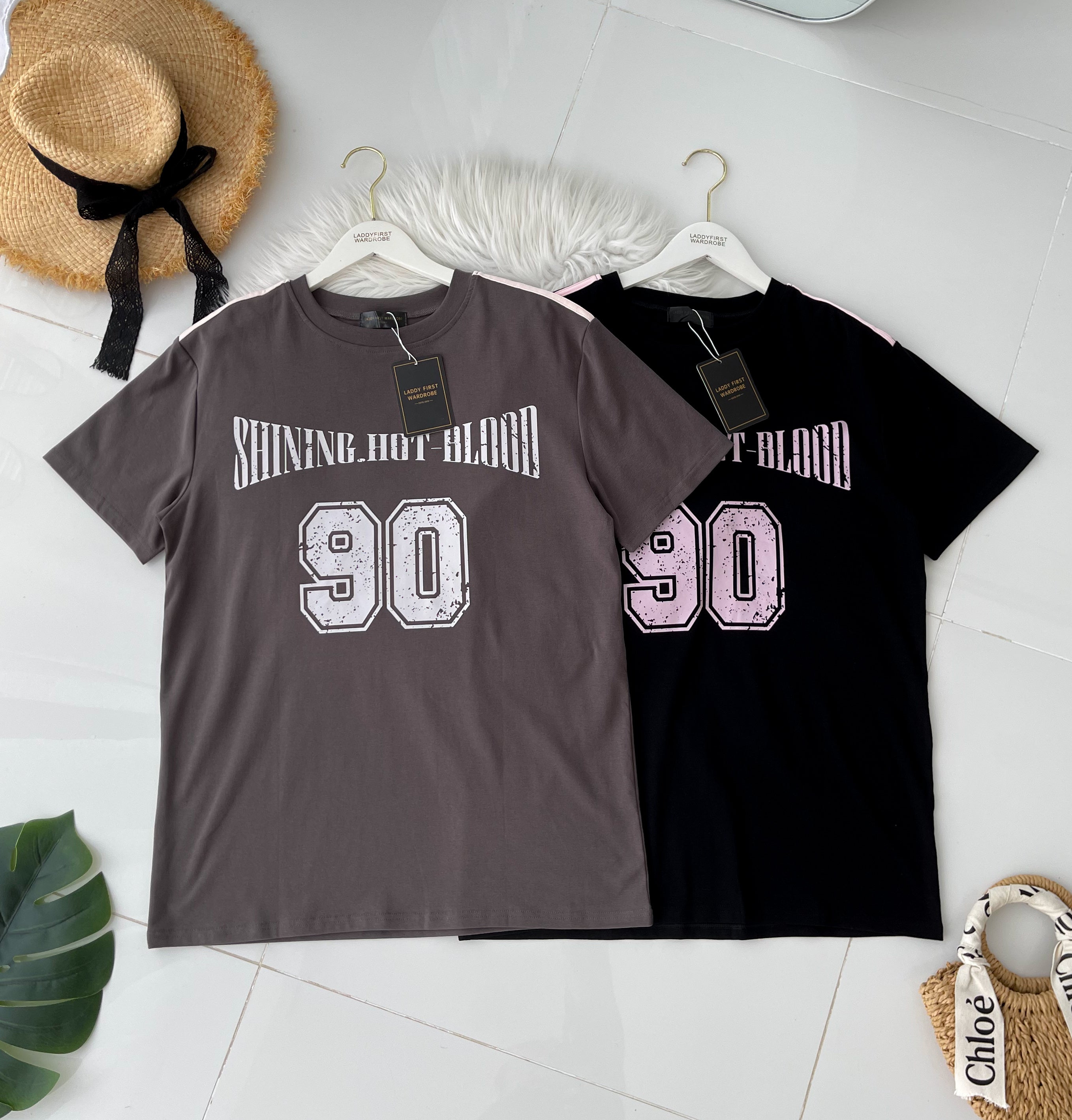 【T14262 / 9063 】高品质圆领90字母拉线设计OVERSIZED 上衣 ❤❤