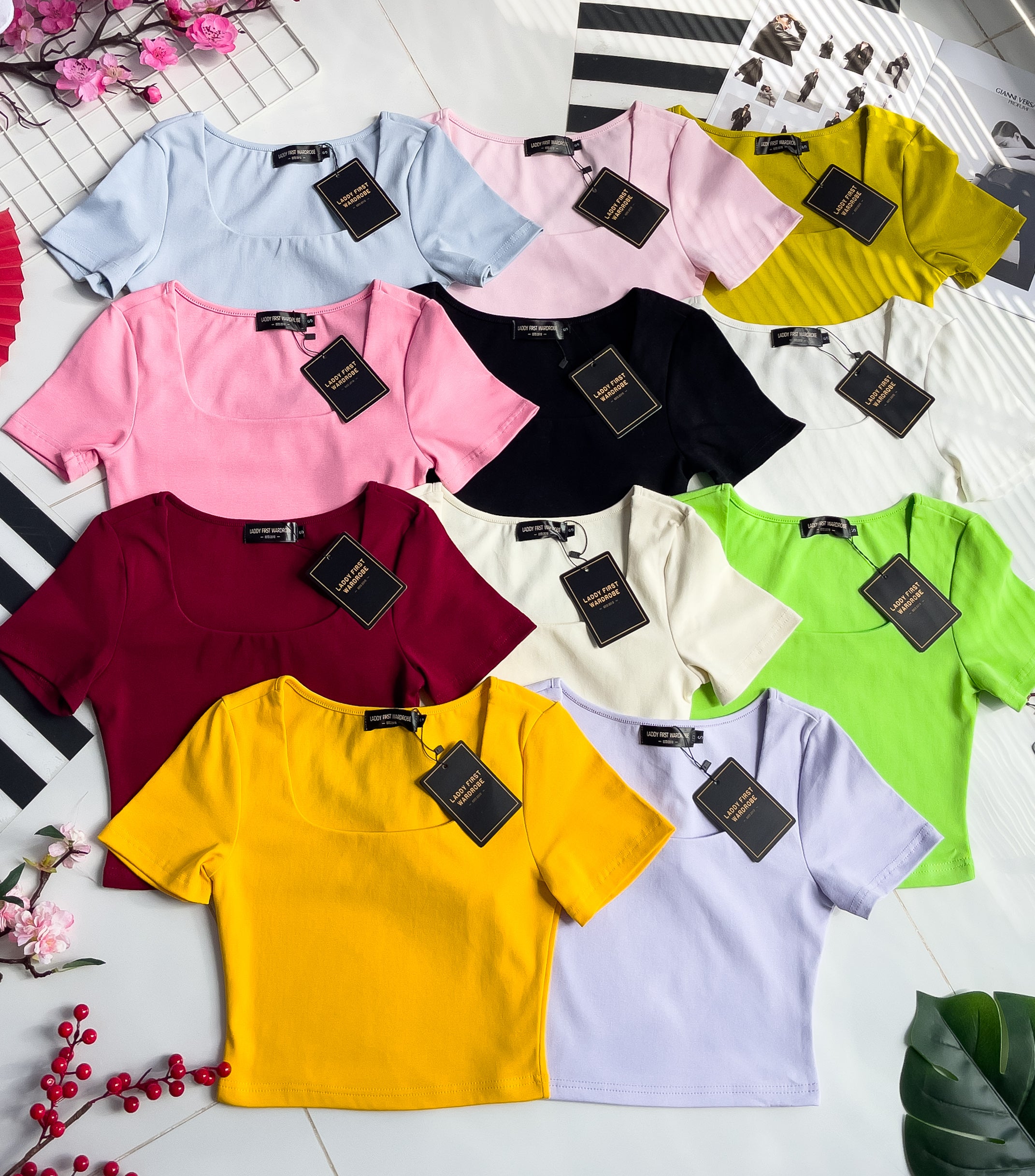 【T3450】独家爆款方领前双层短袖纯棉弹力简约休闲百搭上衣 ❤️❤️ 【B-R2-C2】