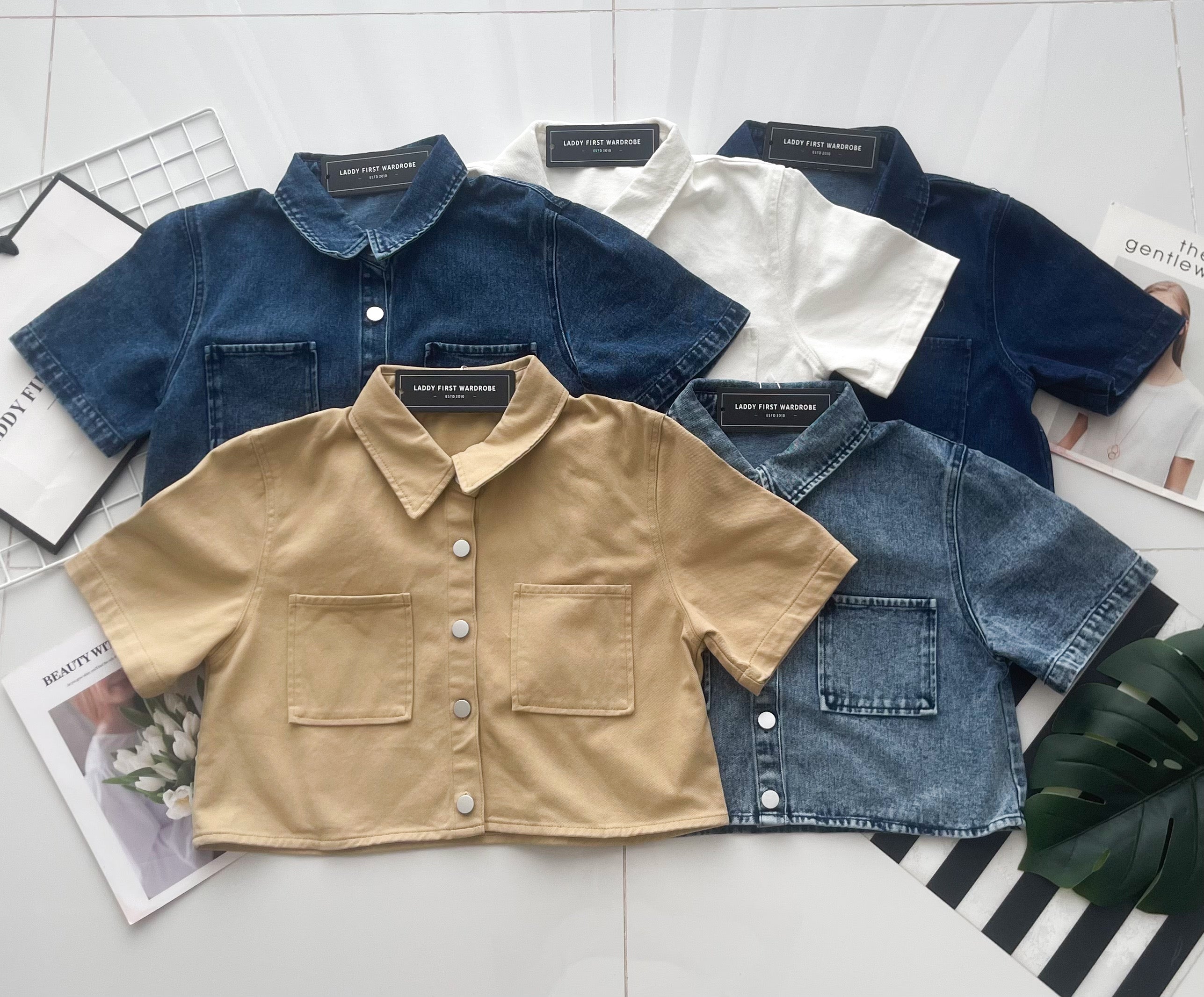 【T82949】【补厂家现货⚡⚡】高品质韩系牛仔翻领短版百搭上衣/外套 ❤❤