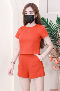 【SS8229971】【LFW独家小圆饼】高品质两件式西装时尚套装 圆领短袖百搭上衣➕西装高腰百搭短裤，有口袋 ❤️❤️ 【E-R2-C2】