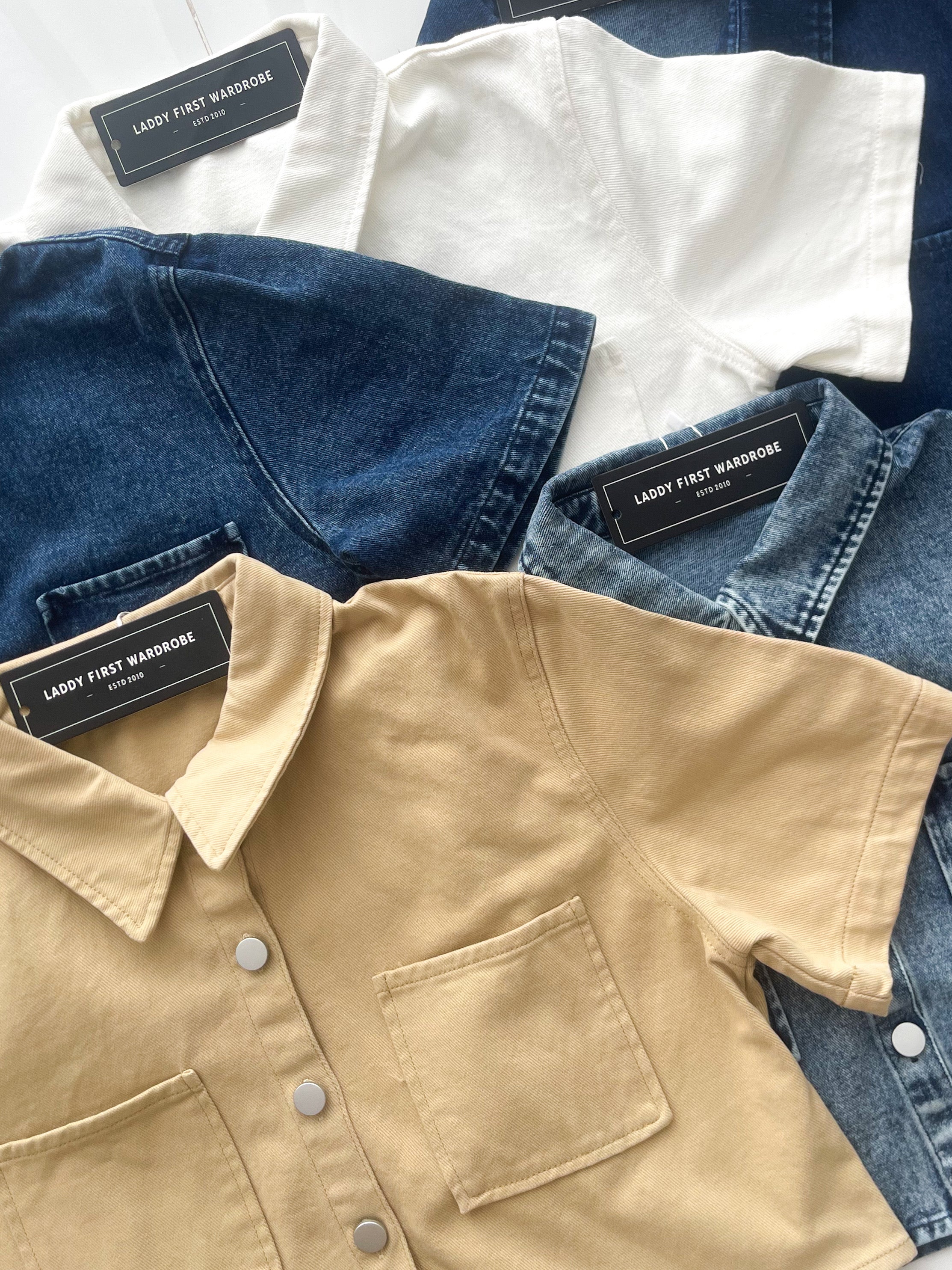 【T82949】【补厂家现货⚡⚡】高品质韩系牛仔翻领短版百搭上衣/外套 ❤❤