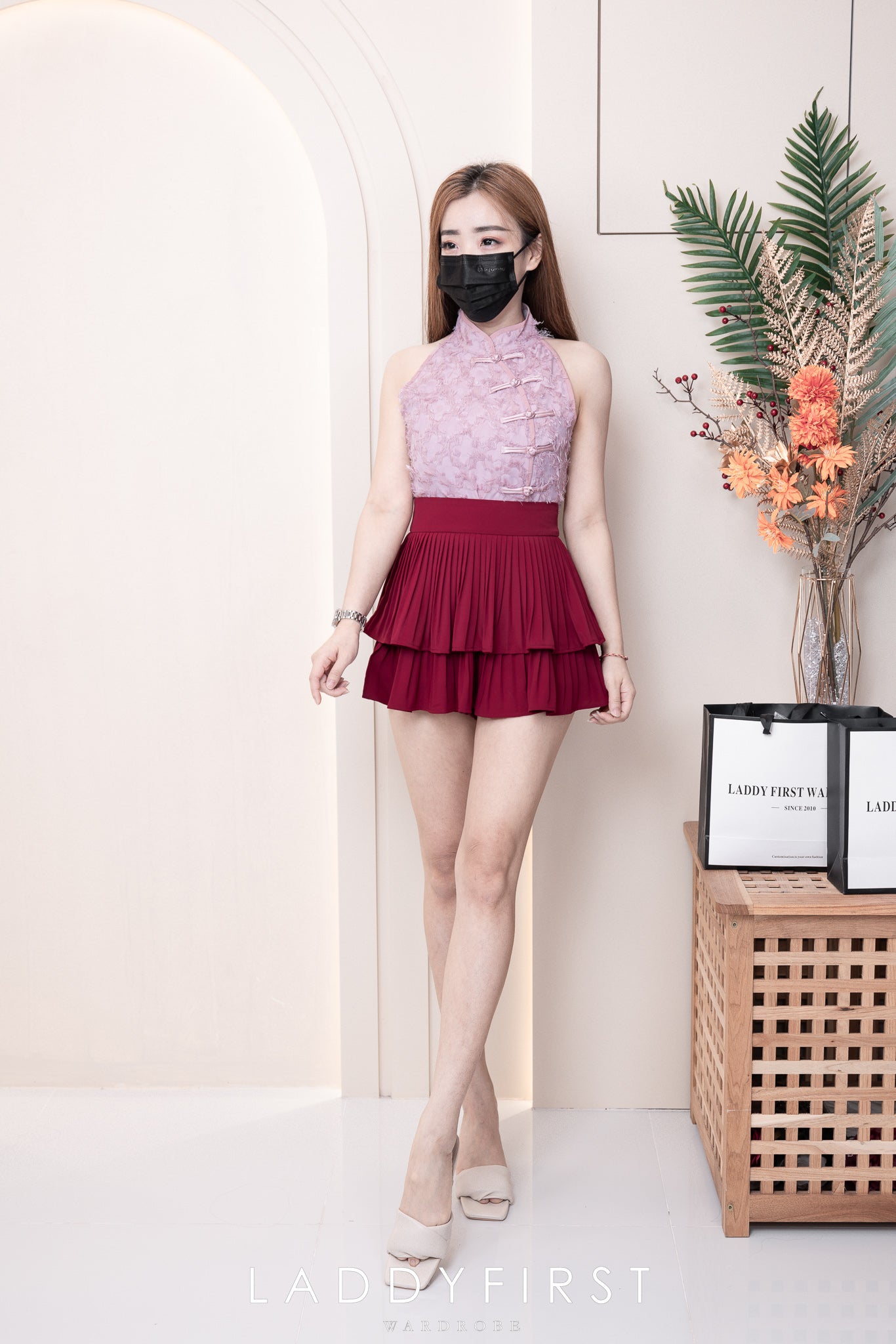 【S68135】【LFW独家小圆饼】【直播间搭配】双层蛋糕百褶荷叶边高腰显瘦西装裙子，内层防走光短裤 ❤️❤️ 【C-R3-C5】