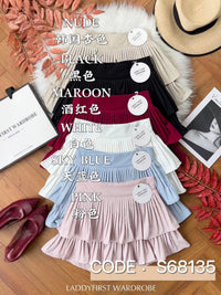 【S68135】【LFW独家小圆饼】【直播间搭配】双层蛋糕百褶荷叶边高腰显瘦西装裙子，内层防走光短裤 ❤️❤️ 【C-R3-C5】